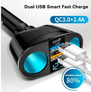 USB 차량용충전기 CAR-W122  고속충전 2구 멀티형 시가잭충전기(더블형) 디지털어댑터 듀얼포트충전기 제품이미지